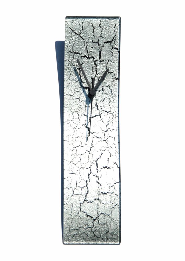 Clocks - Crackled silver wall clock 10x41 cm - CARNEOL GLASS