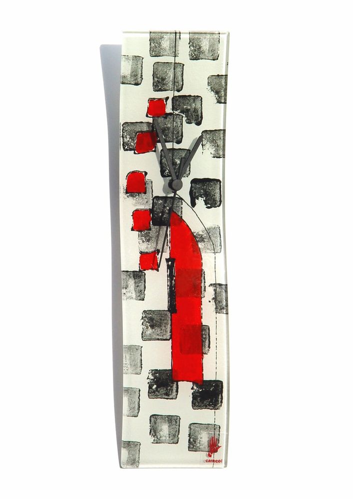 Clocks - Dotti white-black wall clock 10x41 cm - CARNEOL GLASS