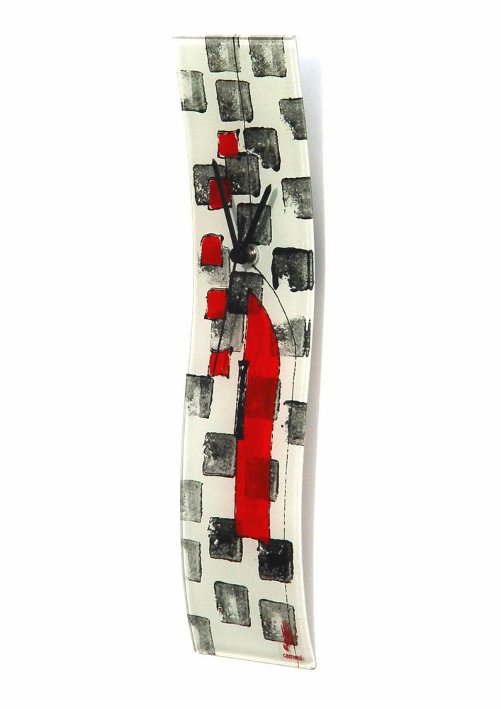 Clocks - Dotti white-black wall clock 10x41 cm - CARNEOL GLASS