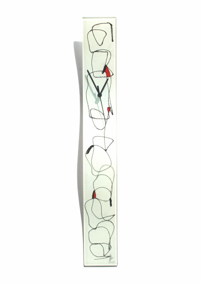 Horloges - Horloge murale Miro blanc-rouge 10x70 cm - CARNEOL GLASS