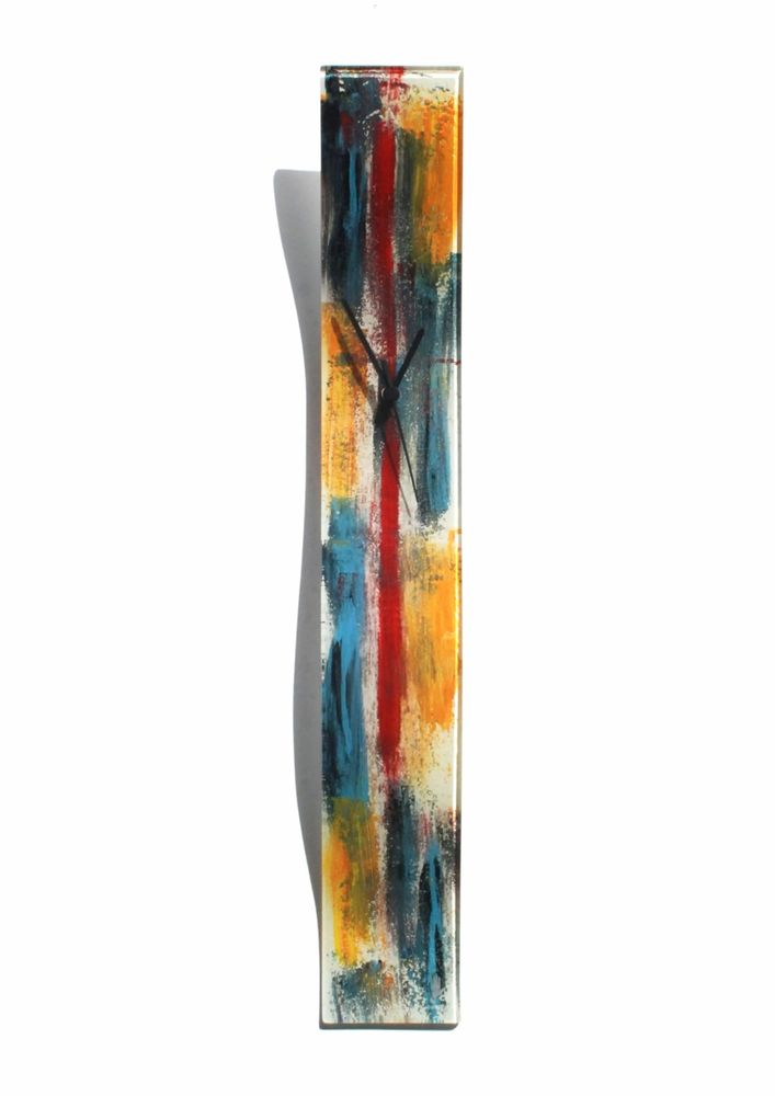 Horloges - Horloge murale jaune-bleu Amazonas 10x70 cm - CARNEOL GLASS