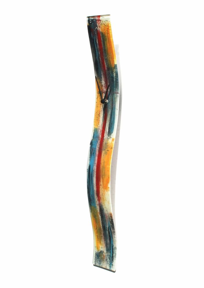 Horloges - Horloge murale jaune-bleu Amazonas 10x70 cm - CARNEOL GLASS