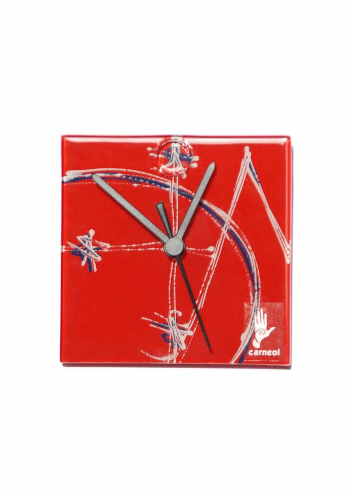 Horloges - Horloge murale rouge géométrique 13x13 cm - CARNEOL GLASS