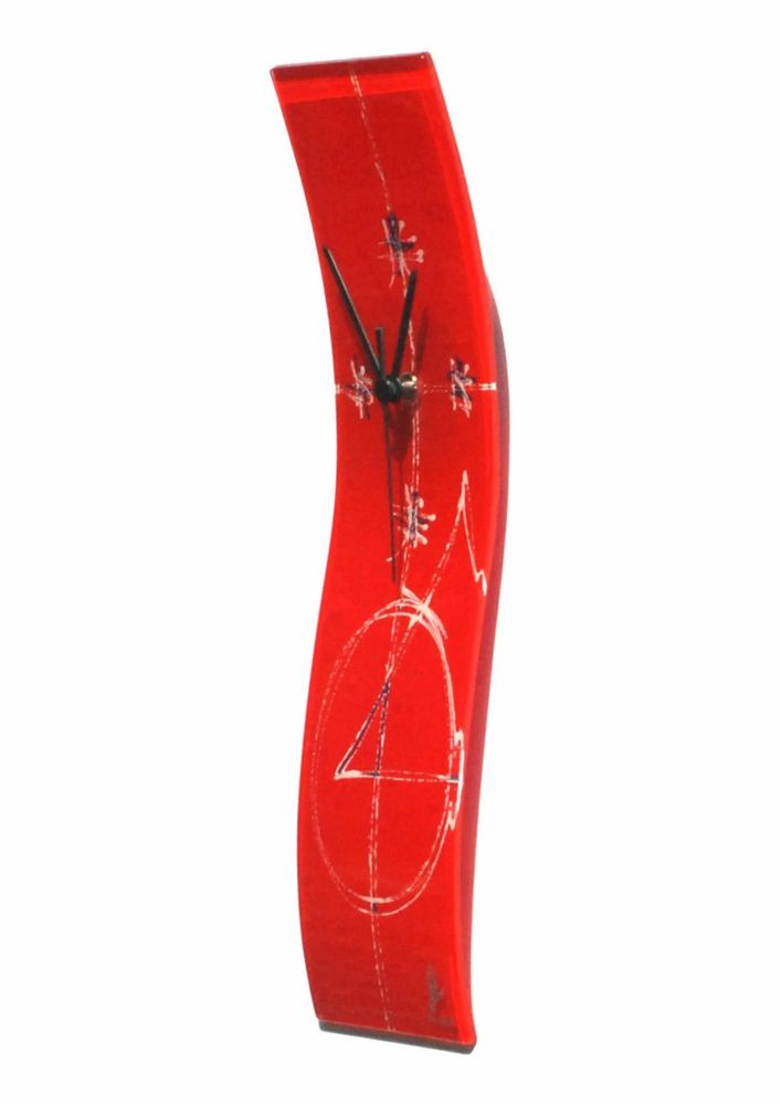 Clocks - Geometry red wall clock 10x41 cm - CARNEOL GLASS