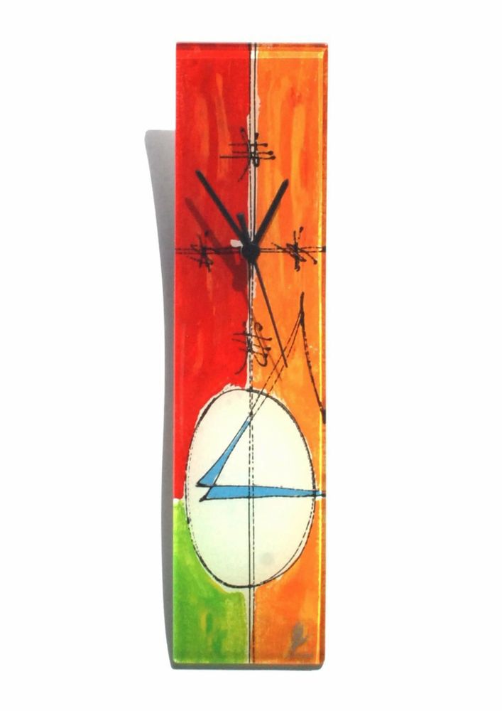 Horloges - Horloge murale Geometry rouge-vert 10x41 cm - CARNEOL GLASS