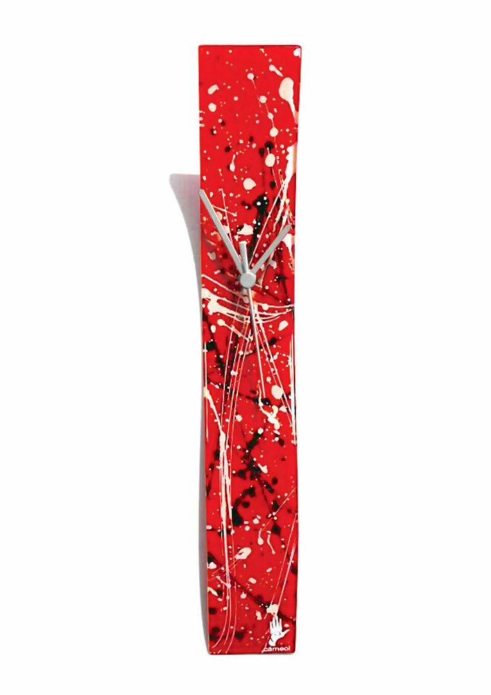 Clocks - Splash red-white wall clock 6x41 cm - CARNEOL GLASS
