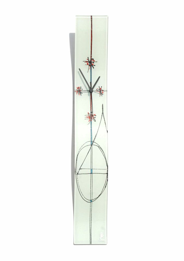 Clocks - Geometry white wall clock 10x70 cm - CARNEOL GLASS