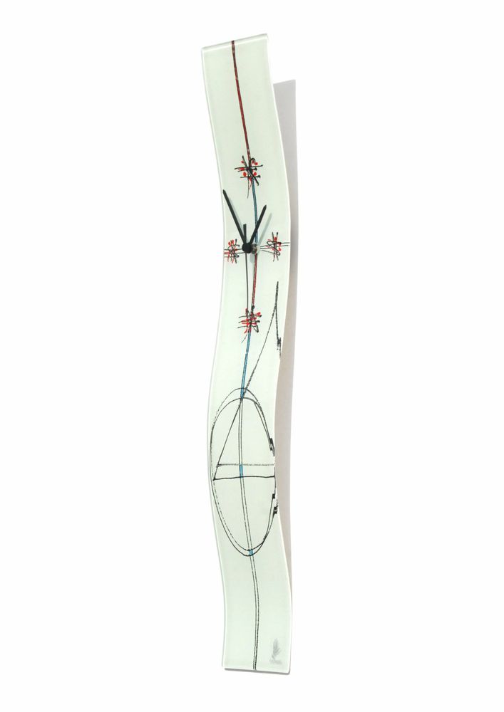 Clocks - Geometry white wall clock 10x70 cm - CARNEOL GLASS