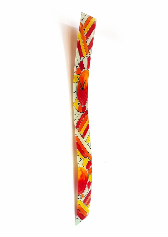 Horloges - Horloge murale Andalousie orange-rouge 12x115 cm - CARNEOL GLASS