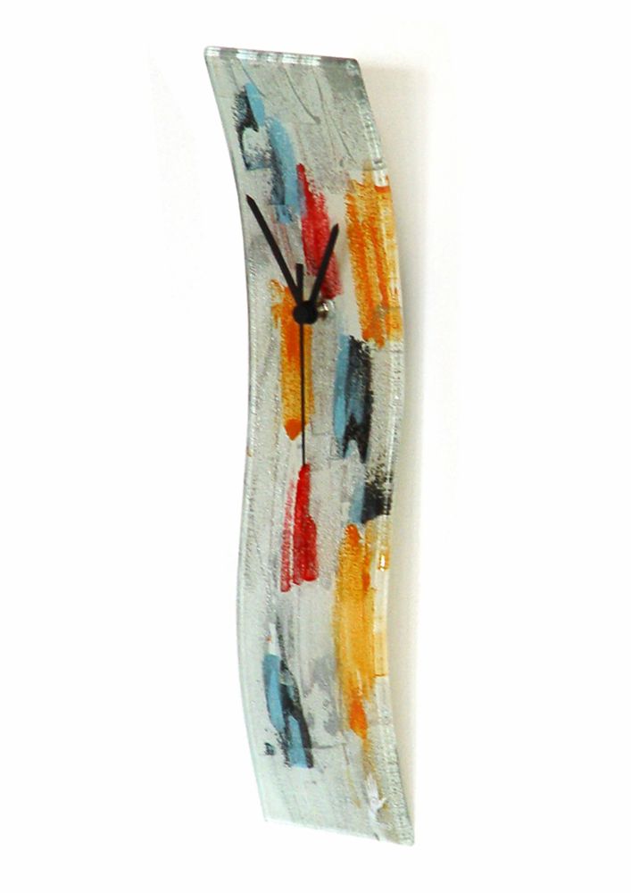 Horloges - Horloge murale Amazonas orange-argenté 10x41 cm - CARNEOL GLASS