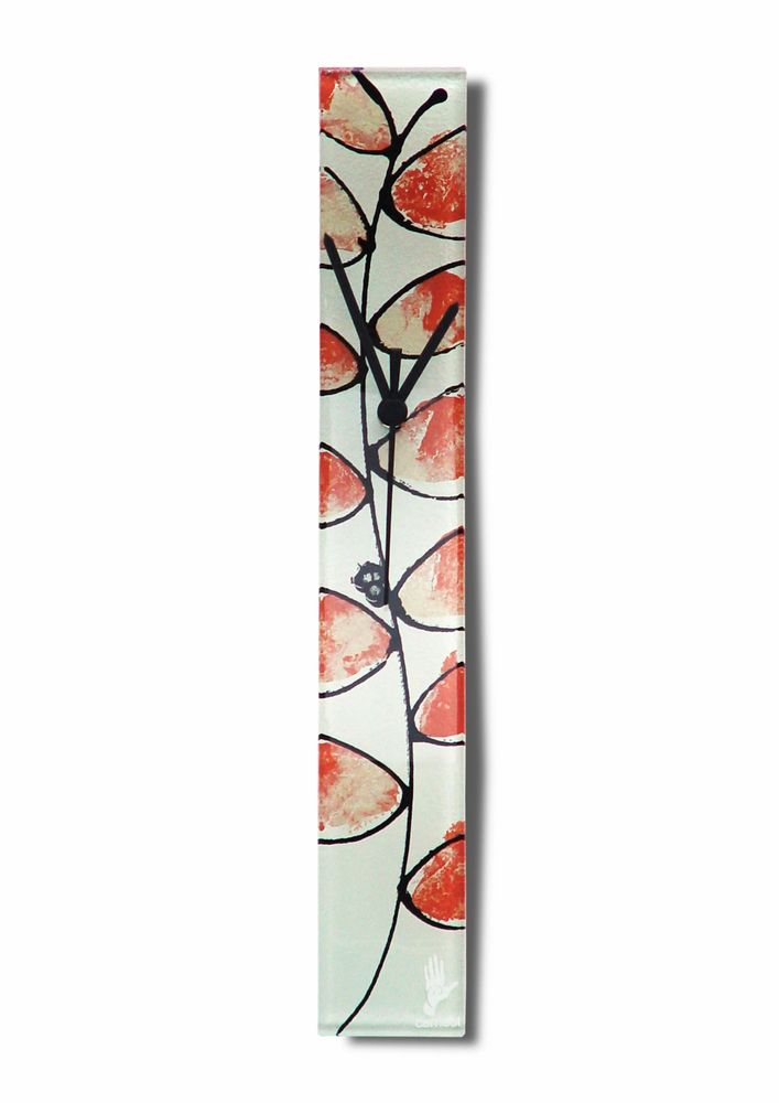 Horloges - Horloge murale Leaf blanc saumon 6x41 cm - CARNEOL GLASS