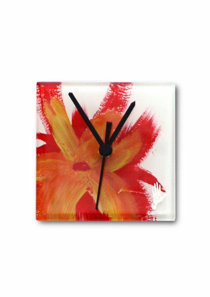 Clocks - Seastar red-orange wall clock 13x13 cm - CARNEOL GLASS