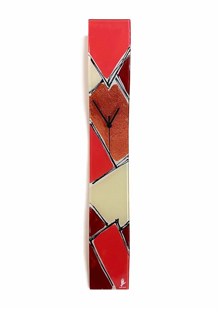 Clocks - Patchwork Salmon-Bronze Wall clock 10x70 cm - CARNEOL GLASS