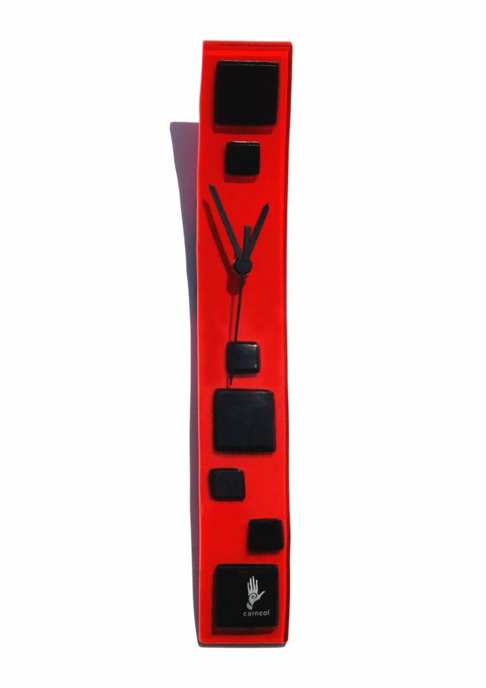 Horloges - Horloge murale Patchy rouge-noir 6x41 cm - CARNEOL GLASS