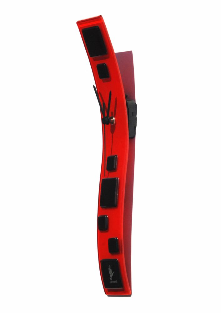 Horloges - Horloge murale Patchy rouge-noir 6x41 cm - CARNEOL GLASS