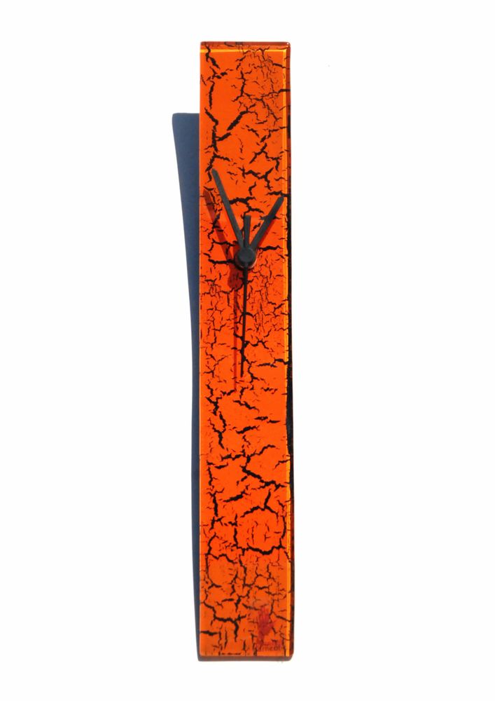 Horloges - Horloge murale orange craquelée 6x41 cm - CARNEOL GLASS