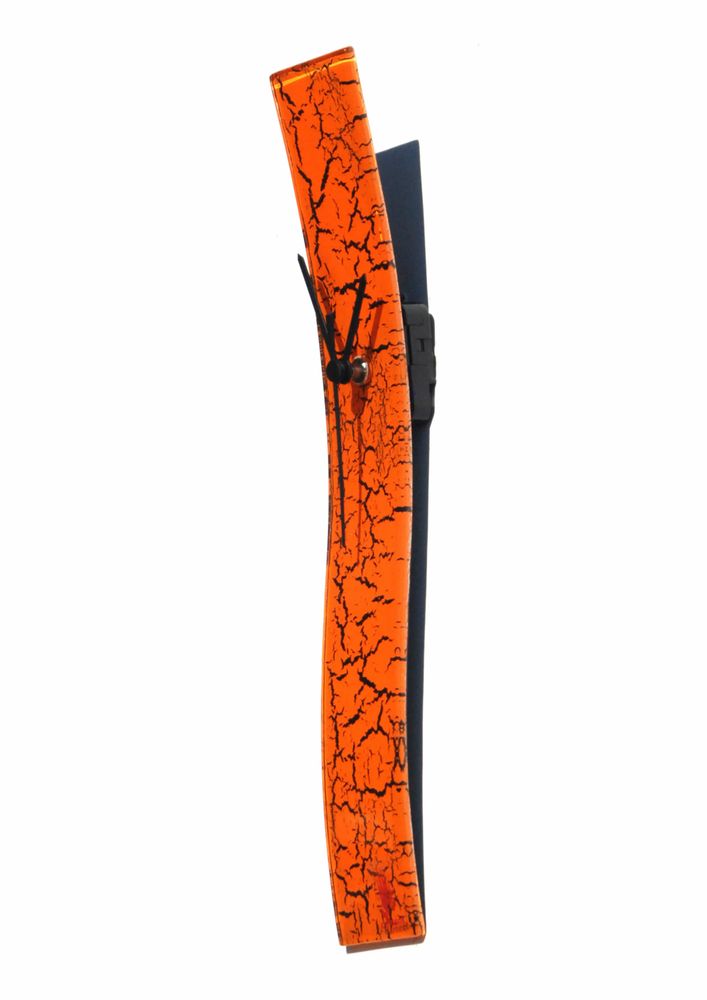 Horloges - Horloge murale orange craquelée 6x41 cm - CARNEOL GLASS