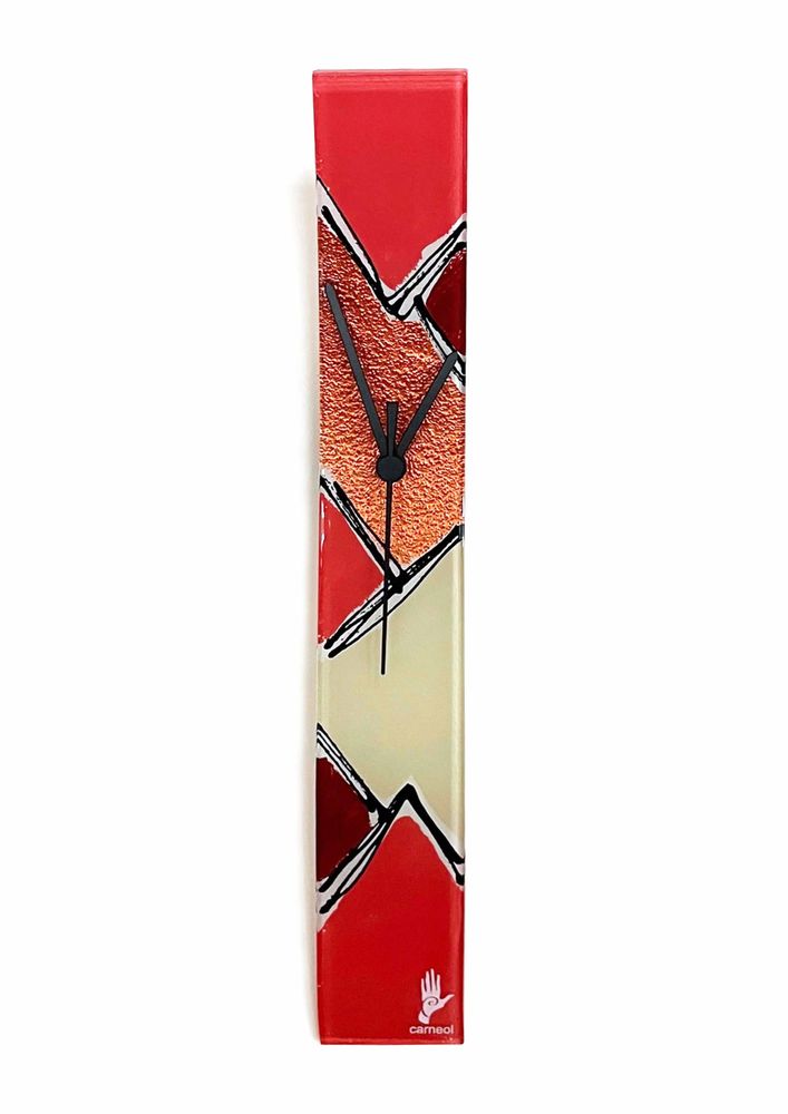 Horloges - Horloge murale Patchwork Saumon-Bronze 6x41 cm - CARNEOL GLASS