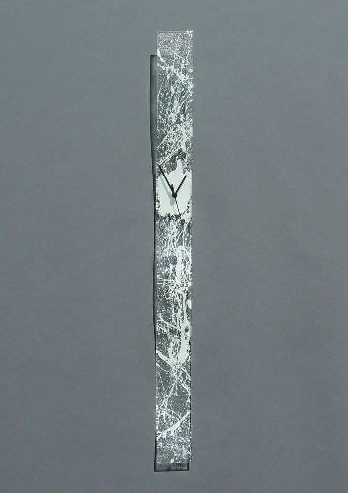 Clocks - Natural transparent-white wall clock 8x98 cm - CARNEOL GLASS