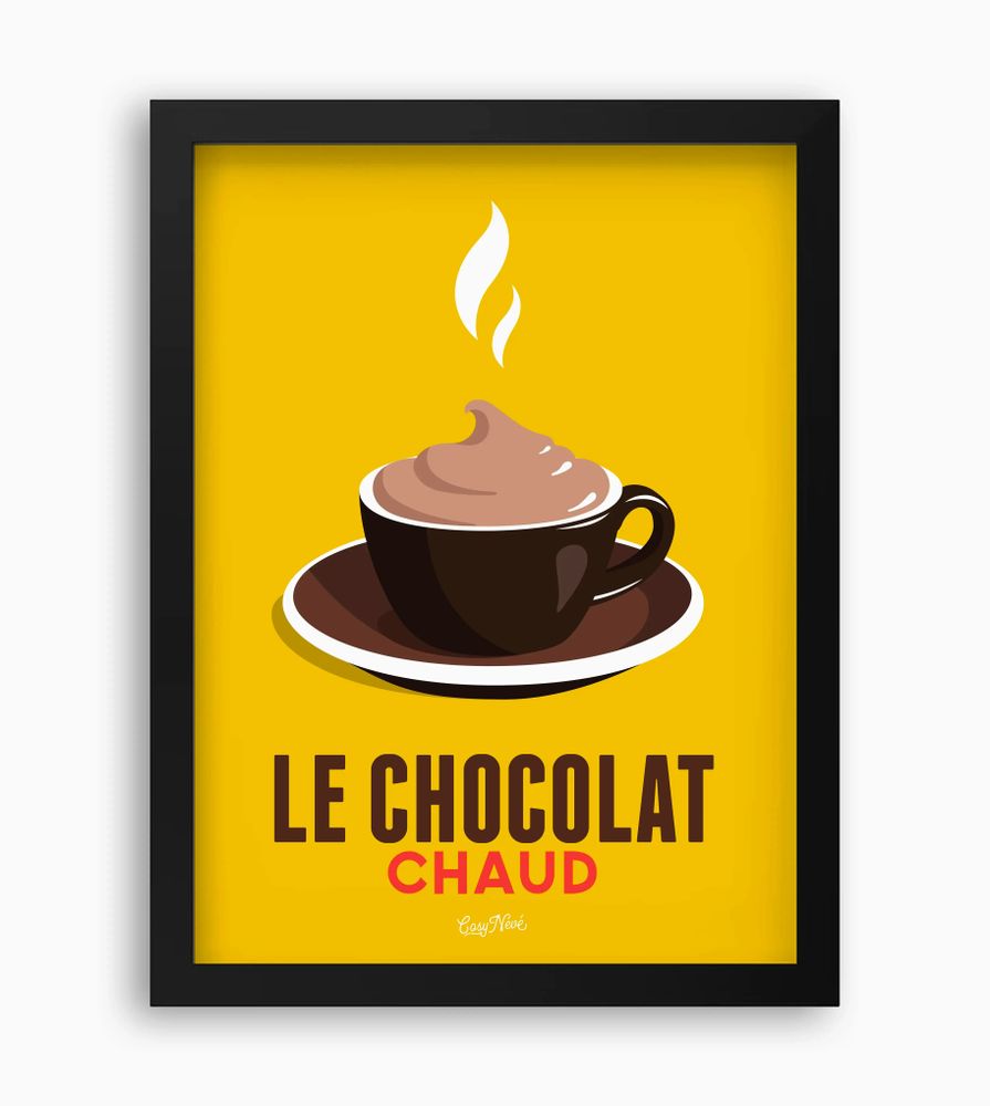 Affiches - Affiche encadrée Le Chocolat Chaud : Jaune - COSYNÉVÉ - MOUNTAIN POSTERS