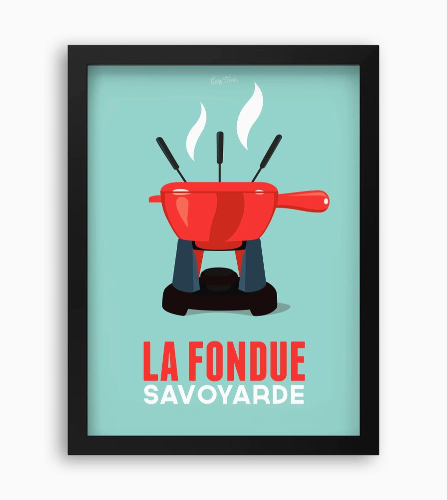 Affiches - Affiche encadrée La Fondue : Bleu - COSYNÉVÉ - MOUNTAIN POSTERS