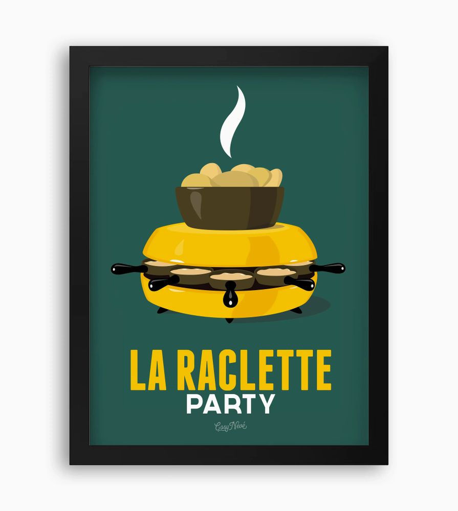 Affiches - Affiche encadrée La Raclette : Verte - COSYNÉVÉ - MOUNTAIN POSTERS