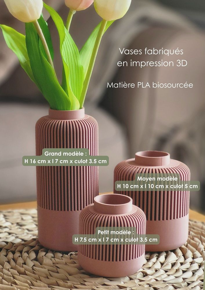 Vases - Triplette de vases emboîtables en 3D - Décoration intérieur desing - CRÉA-TH