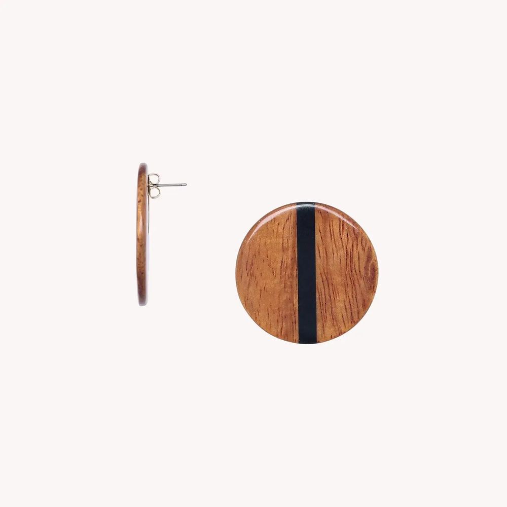 Jewelry - Bayong wood round post earrings - Cannelle - NATURE BIJOUX