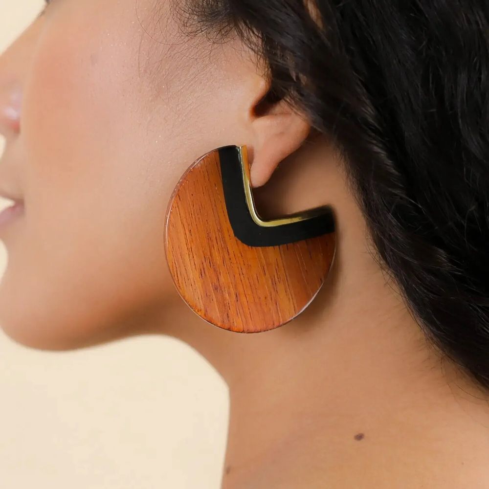 Jewelry - Creoles post earrings - Cannelle - NATURE BIJOUX