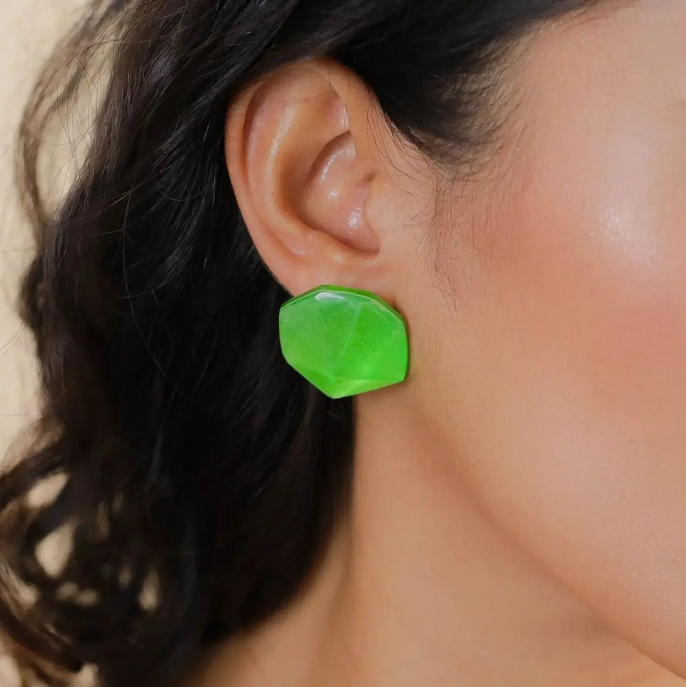 Jewelry - Lime green clip earrings - Combava - NATURE BIJOUX