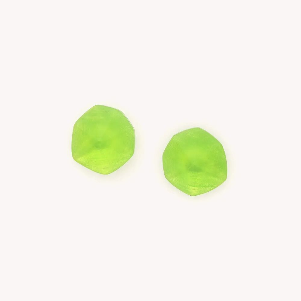 Bijoux - Boucles d'oreilles poussoir simples vert agrume - Combava - NATURE BIJOUX