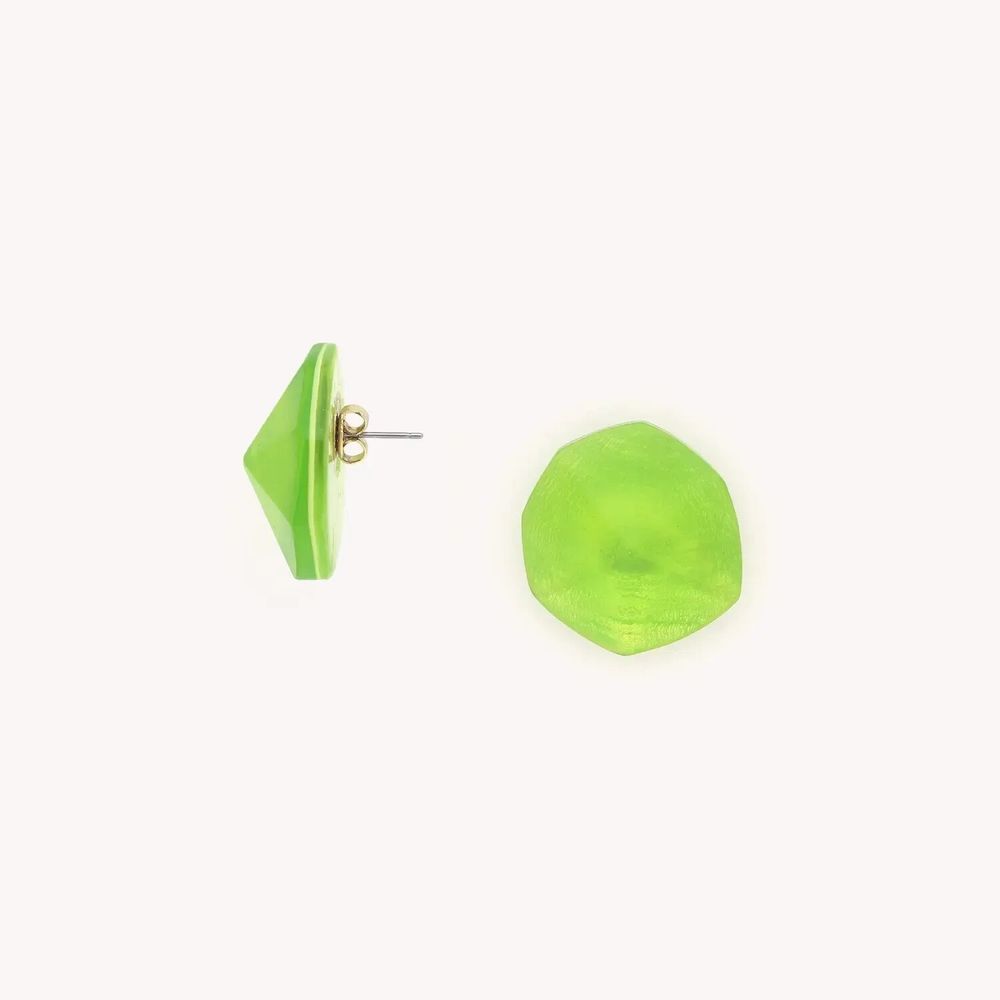 Bijoux - Boucles d'oreilles poussoir simples vert agrume - Combava - NATURE BIJOUX