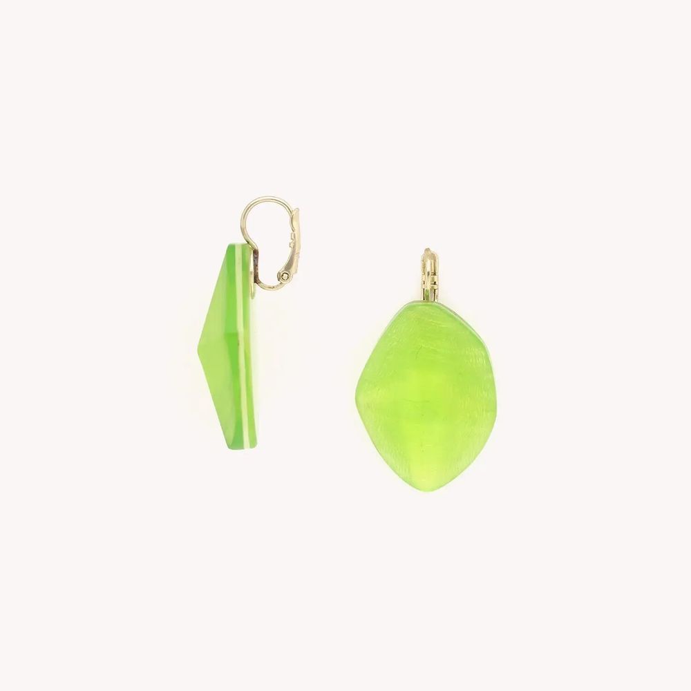 Bijoux - Boucles d'oreilles dormeuses vert agrume - Combava - NATURE BIJOUX