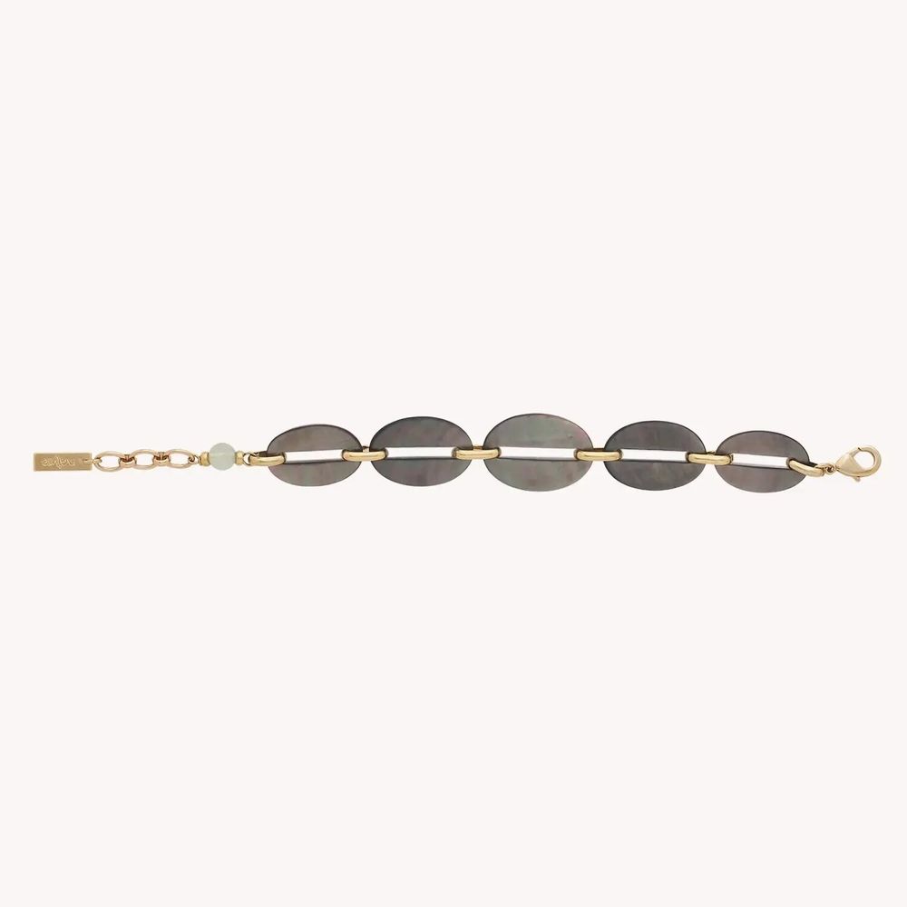 Jewelry - Adjustable bracelet with 5 black lip ring - Fluorite - NATURE BIJOUX