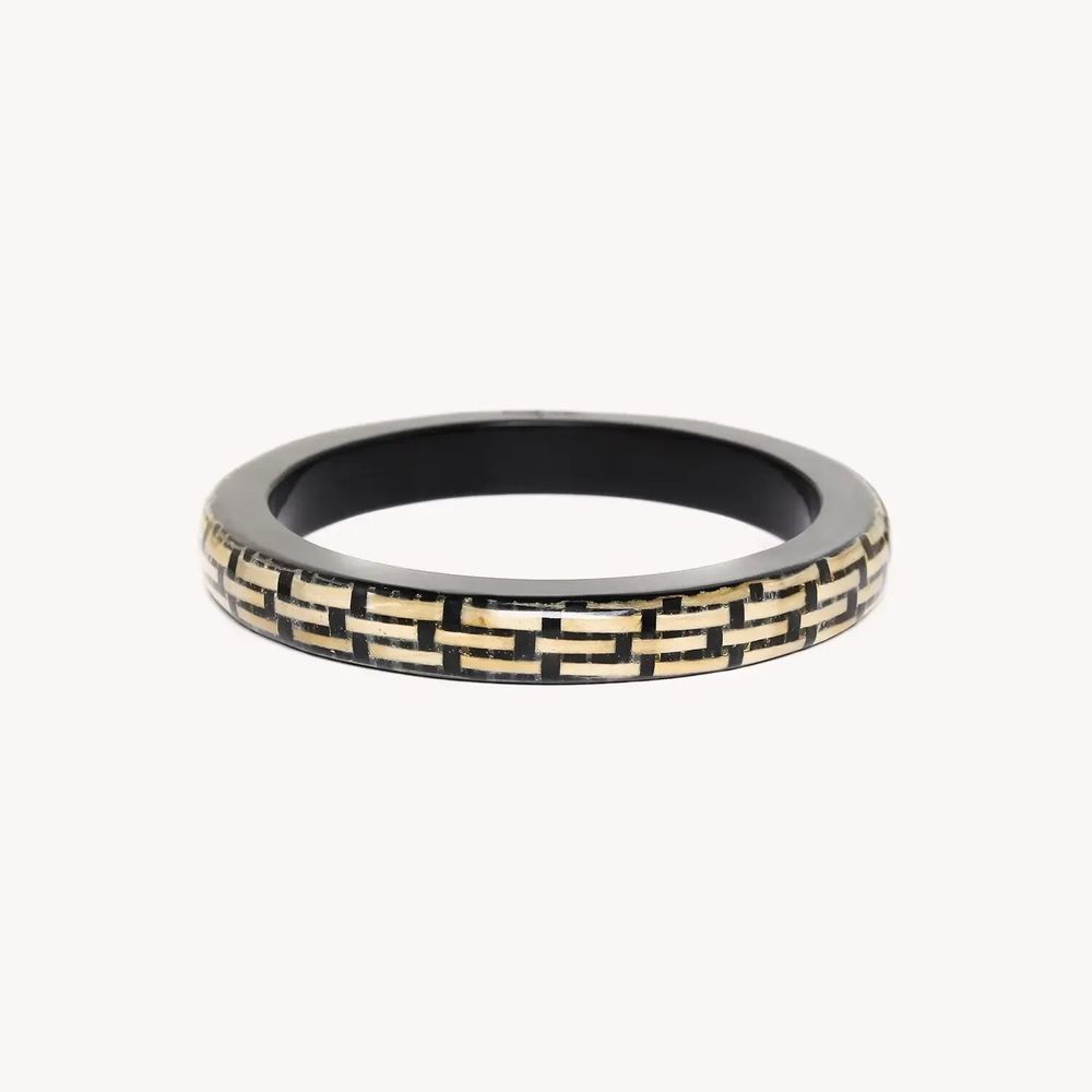 Bijoux - Bracelet rigide noir & blanc - Madam Bogolan - NATURE BIJOUX