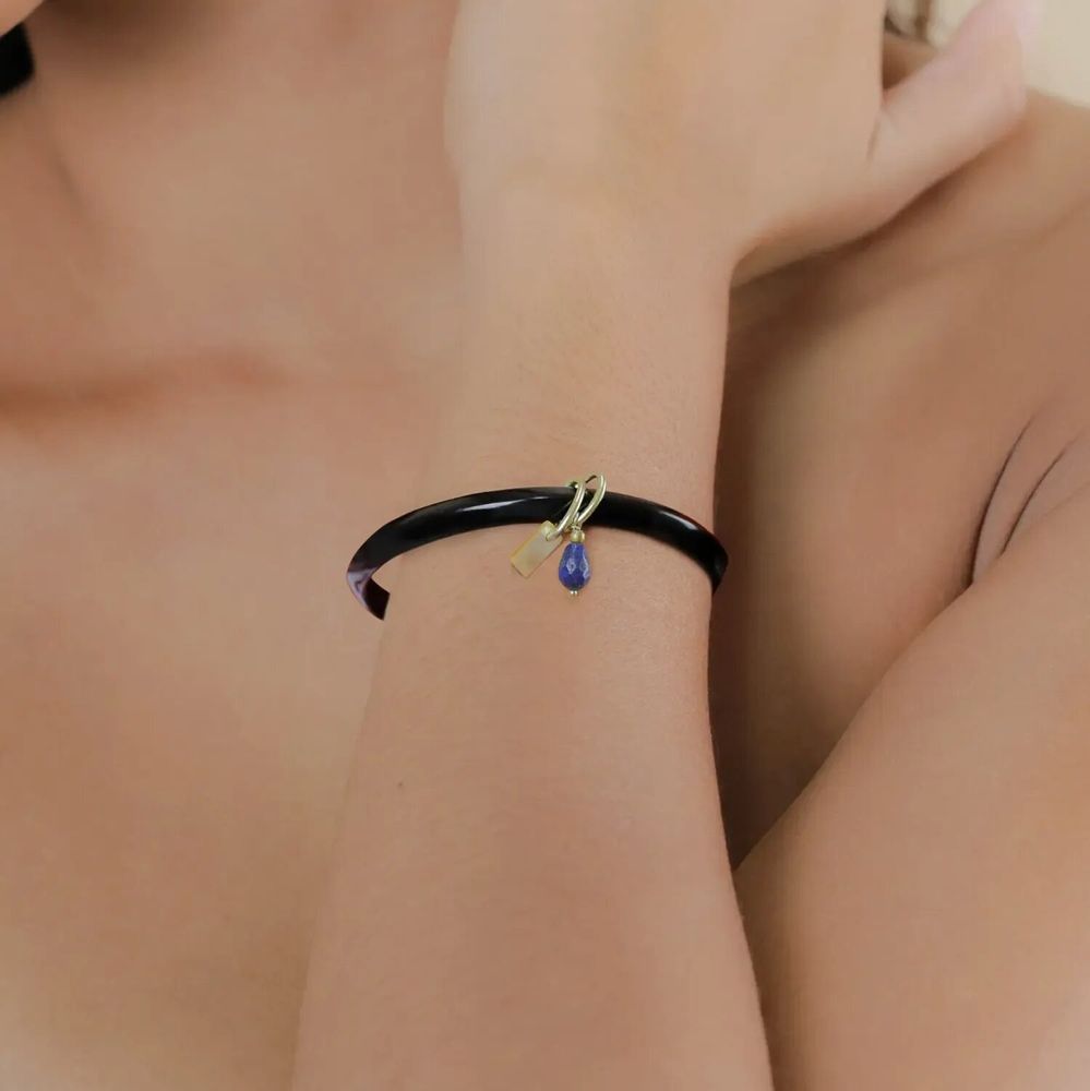Jewelry - Black horn rigid bracelet - Madam Bogolan - NATURE BIJOUX
