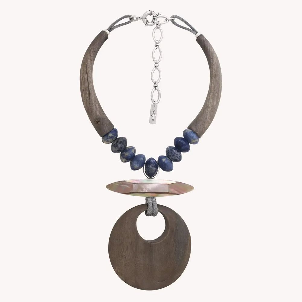 Bijoux - Collier plastron pendantif ébène gris - Skala - NATURE BIJOUX