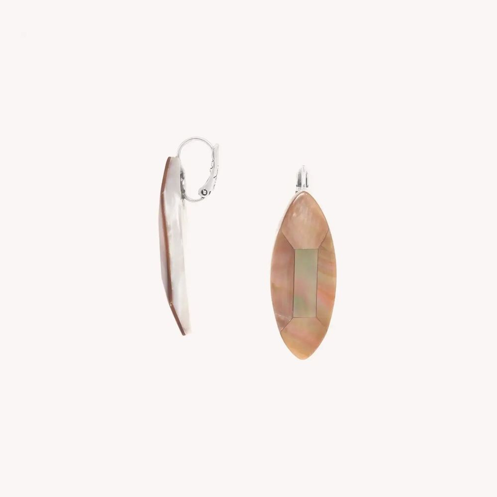 Bijoux - Boucles d'oreilles dormeuses nacre brune facettée - Skala - NATURE BIJOUX