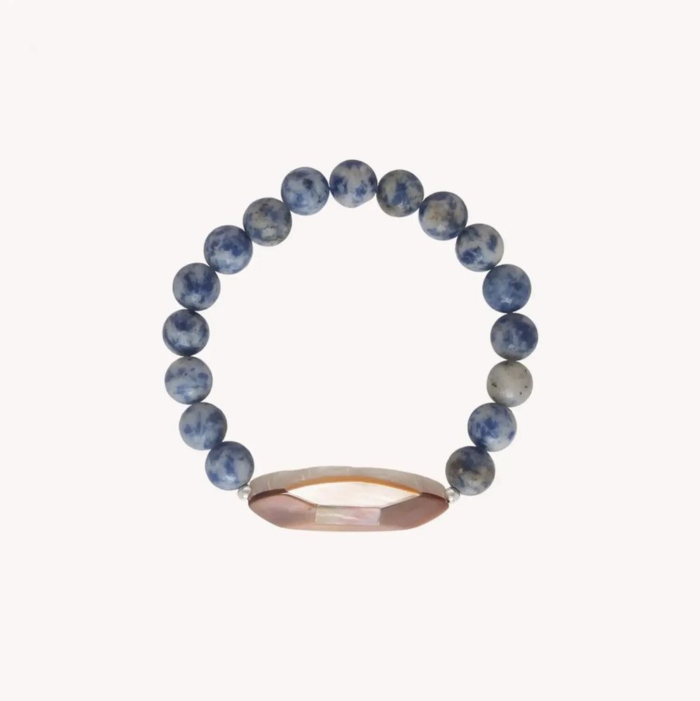 Bijoux - Bracelet extensible nacre brune facettée - Skala - NATURE BIJOUX