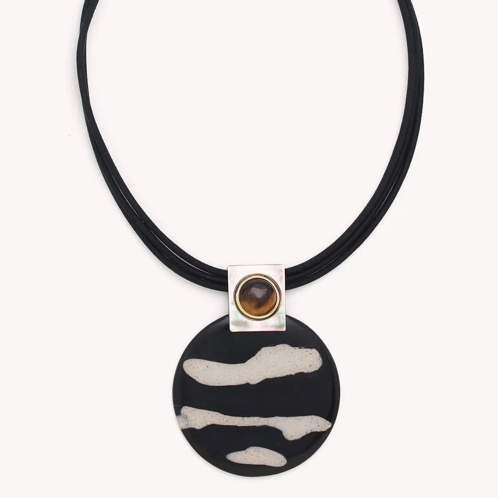 Bijoux - Collier petit pendentif rond - Zebra - NATURE BIJOUX