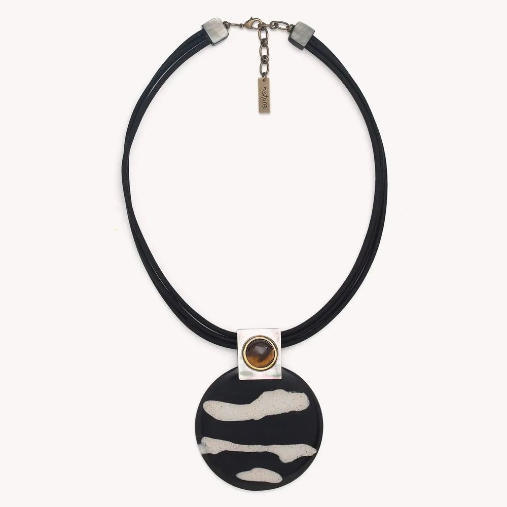Bijoux - Collier petit pendentif rond - Zebra - NATURE BIJOUX