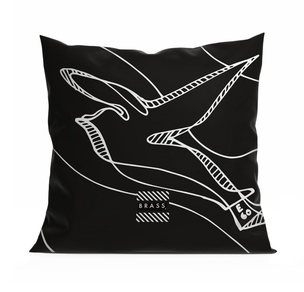 Tissus pour extérieurs - Coussin d'extérieur Black Colombes 60 x 60 - Design by BRASS - ARTDECORIS
