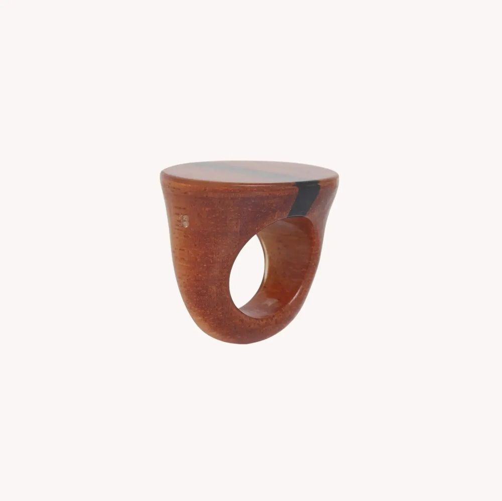 Bijoux - Bague ronde bois de bayong T58 - Cannelle - NATURE BIJOUX
