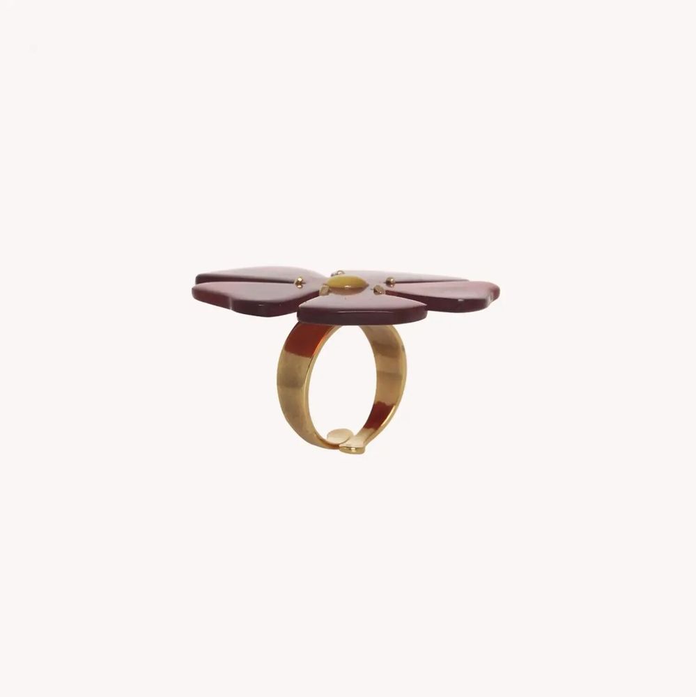 Bijoux - Bague ajustable grand fleur rouge - Son Jardin - NATURE BIJOUX