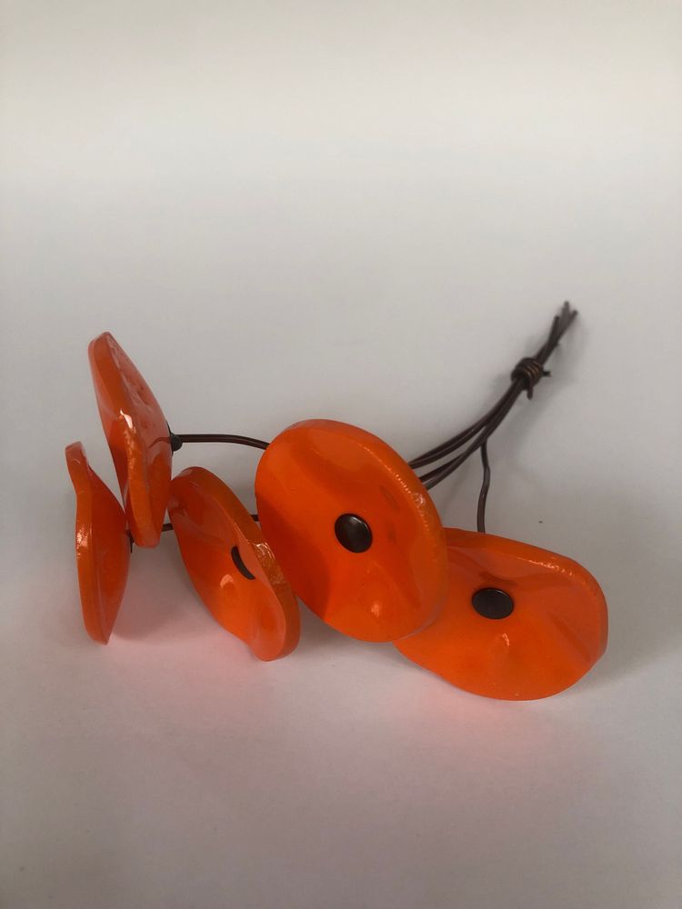 Floral decoration - Small Glass Flower For Outside In Orange On Flexible Stem - CARNEOL GLASS