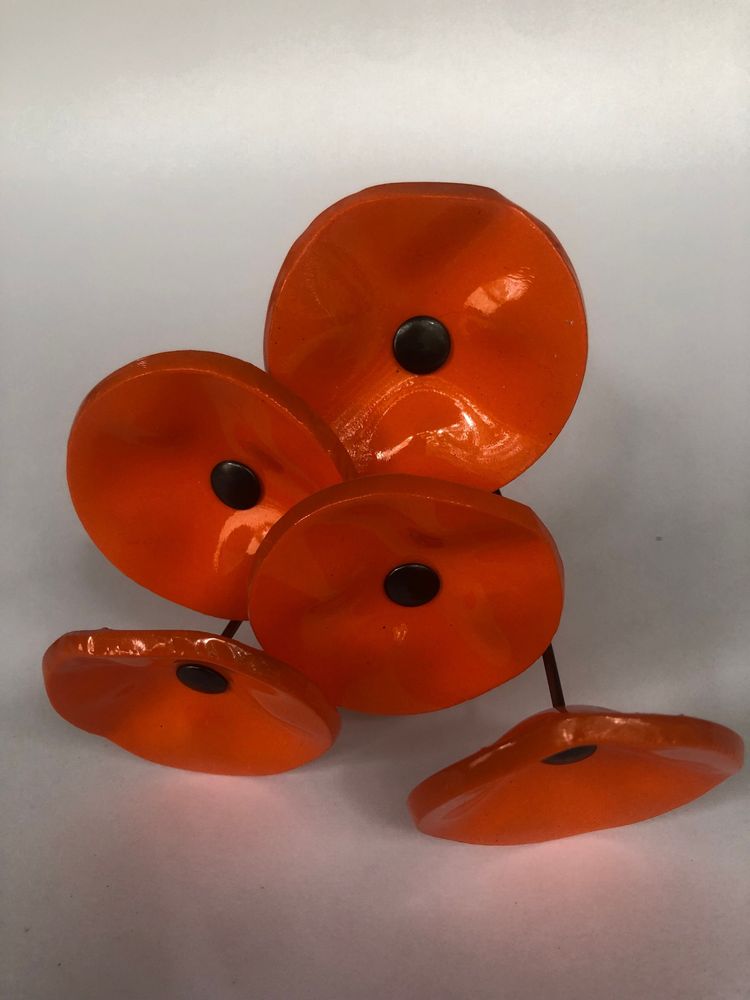 Floral decoration - Small Glass Flower For Outside In Orange On Flexible Stem - CARNEOL GLASS