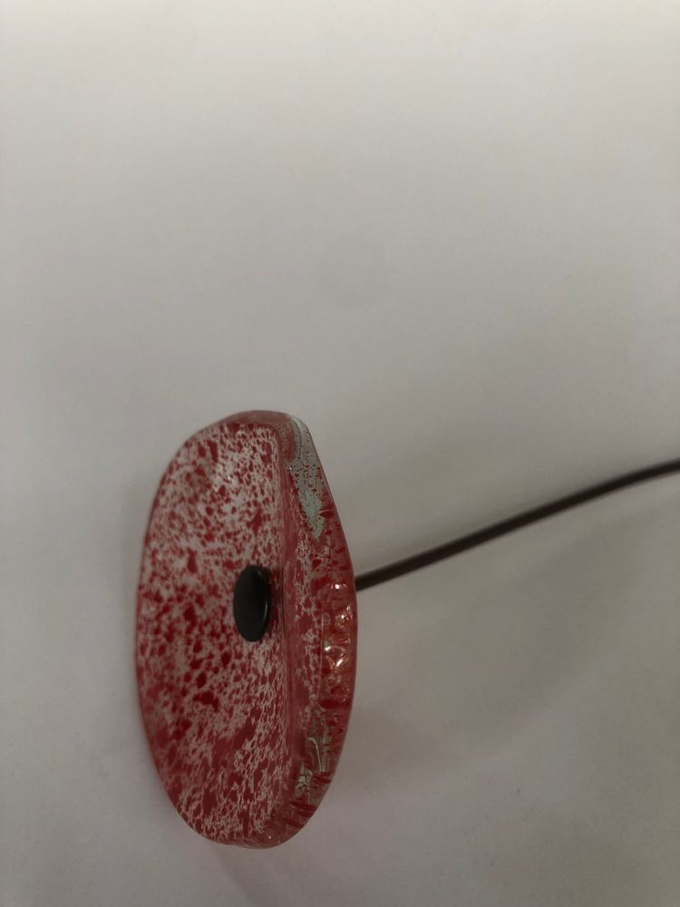 Floral decoration - Small Glass Flower in Transp.-Red On Flexible stem - CARNEOL GLASS