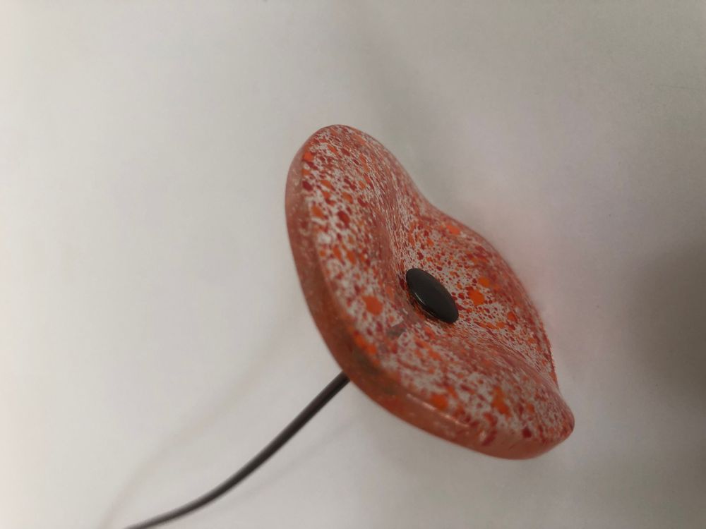 Floral decoration - Small Glass Flower in Transp.-Red On Flexible stem - CARNEOL GLASS