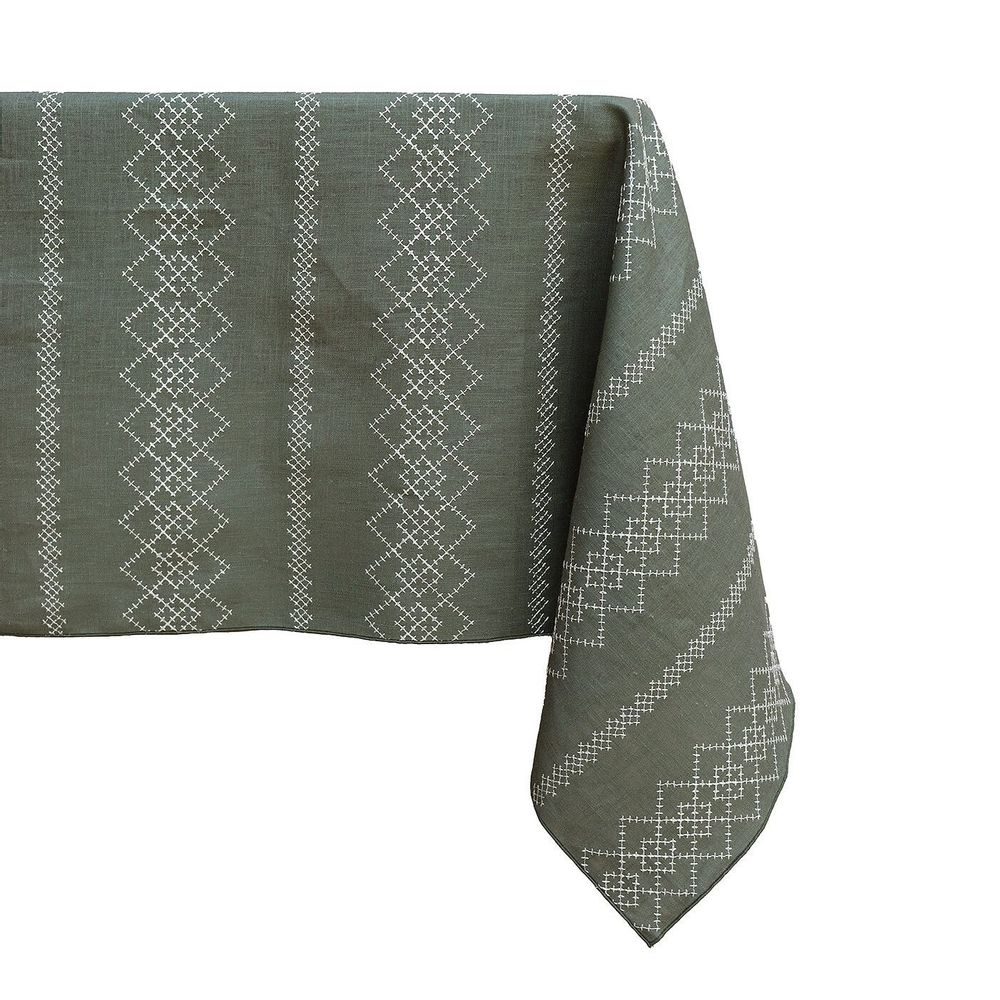 Table linen - Linen Tablecloth | LOSANGA Forest green - GIARDINO SEGRETO