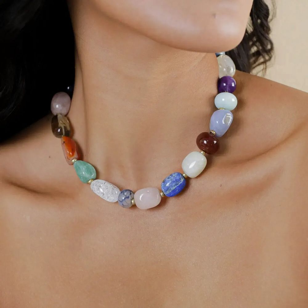 Bijoux - Collier court combo pierres - Minerama - NATURE BIJOUX